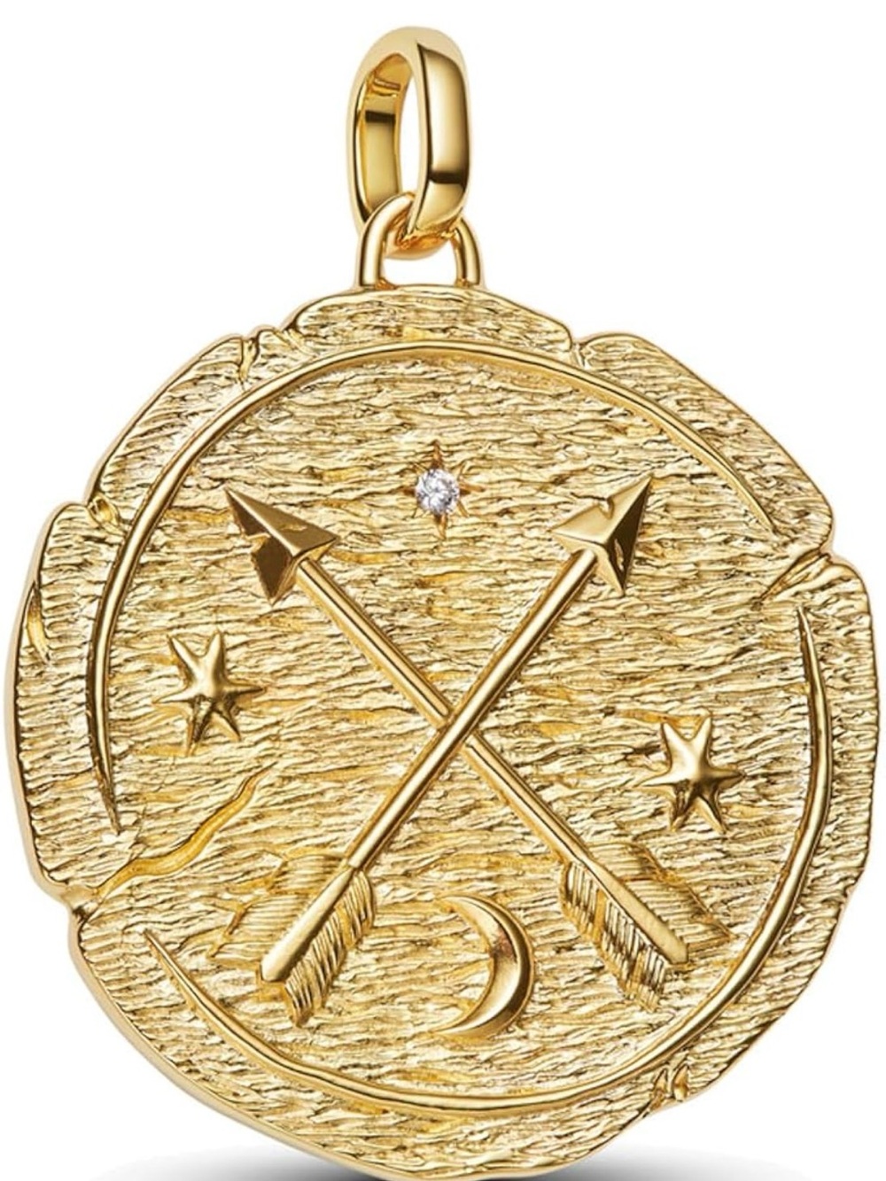 AD MELIORA" Gold-Plated Textured Medallion Charm